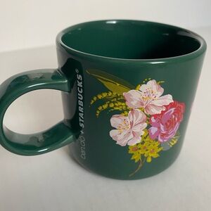 Starbucks Green Floral Cup - 12 oz - Excellent Condition